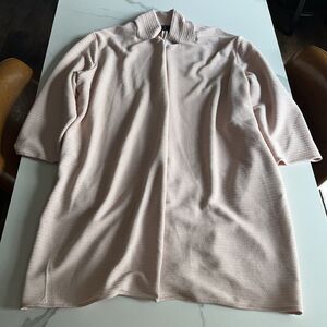 Tahari Women's Blush Pink Open-Front Long Jacket Textured Coat Plus Size 1X NWT